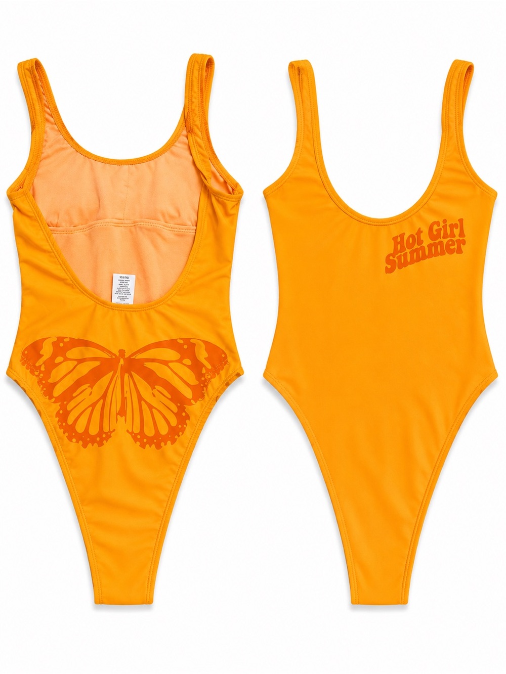 Women’s  Megan the stallion Hot girl summer Orange Butterfly One-Piece Swimsuit